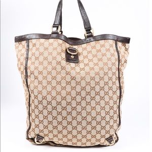 Brown canvas Gucci tote